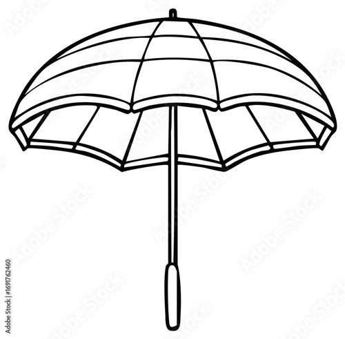 Open Umbrella Black Outline Design For Coloring Activity Page Illustrations