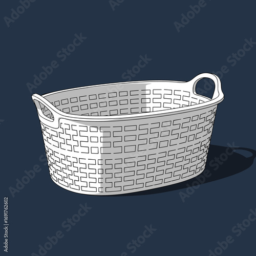 Durable open weave plastic laundry basket with handles for clothes storage and organization