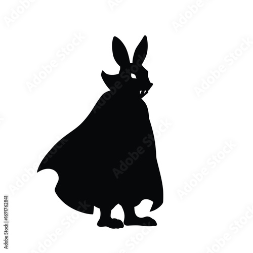 Black vampire rabbit cape fangs icon vector