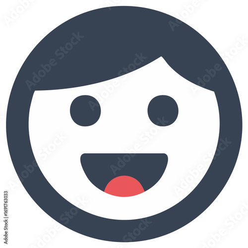 Smiling person icon in flat style. Depiction of a happy face for social media or web usage.