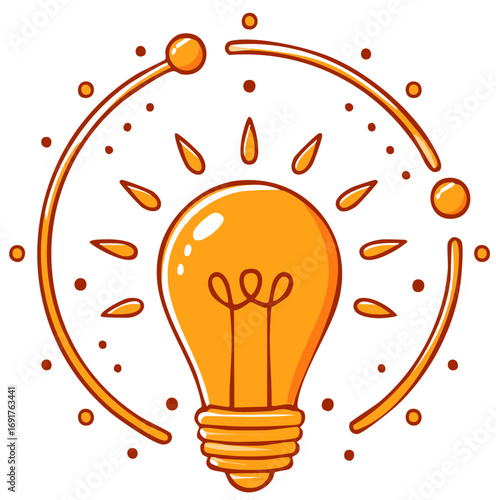 Bright idea concept represented with glowing cartoon lightbulb design