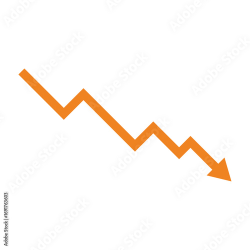 orange descending arrow icon on white background