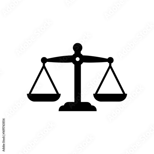 Legal scales symbolizing justice and balance in black silhouette  