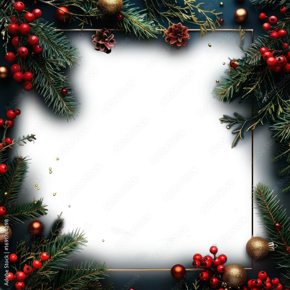 Fototapeta premium Christmas-themed frame background christmas festival christmas tree ornaments.