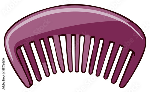 Vibrant purple plastic comb with wide teeth for hairstyling and grooming on a plain white background