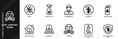 Pest Control Line Icon Set