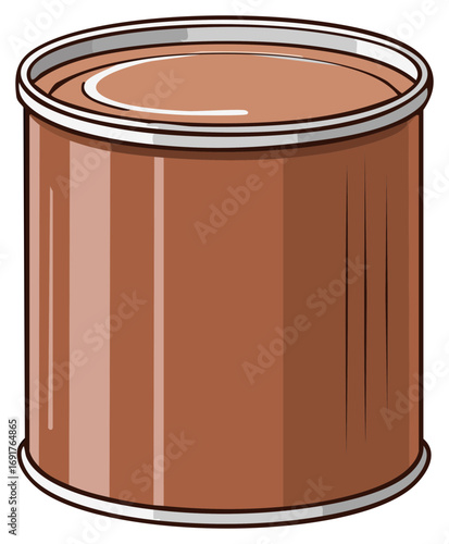 Brown Food Can Illustration: Metal Tin, Round Shape,  Storage Container, Food Preservation