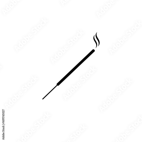 Black incense stick burning with smoke vector