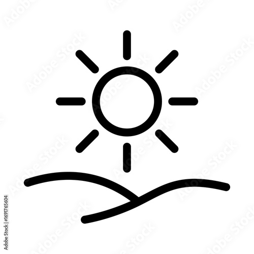 Sunny Course Line Icon of Golf Black Icon Set