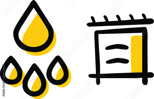 Hand drawn icon set rain drops calendar simple doodle art weather event planning