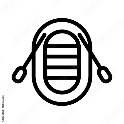 Raft Top View Line Icon of Rafting Icon Set