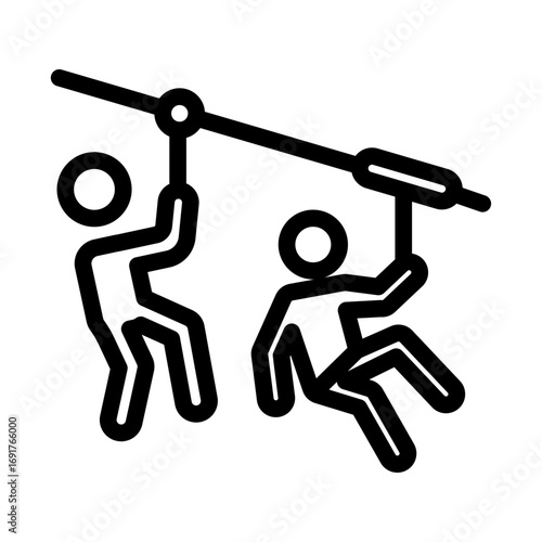 Tandem Ziplining Line Icon of Zip-lining Icon Set
