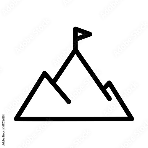 Mountain Peak Line Icon of Rock Climbing Icon Set