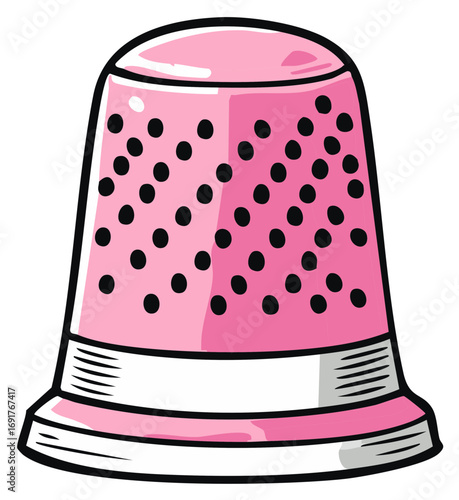 Pink Thimble with Black Polka Dots Sewing Tool Accessory