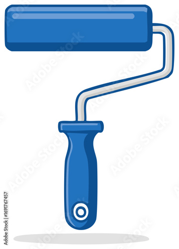 Vivid Blue Paint Roller Illustration for Home Improvement and Creative Projects