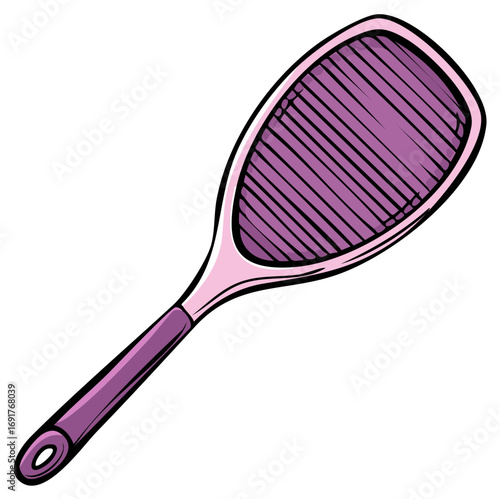 Pink paddle hairbrush vector illustration in a hand drawn comic style