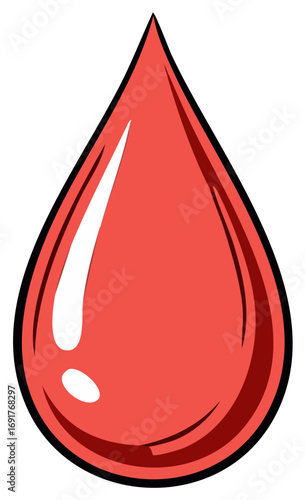 Single Red Blood Droplet with Highlights and Shadow