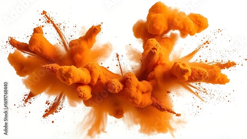 A vibrant explosion of brown powder forming organic cloud shapes, inspired by festive color celebrations.