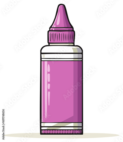 Illustration of a pink cosmetic container with a pointed applicator for beauty and personal care