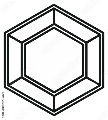 Three Dimensional Hexagonal Box Frame Outline Illustration Perspective