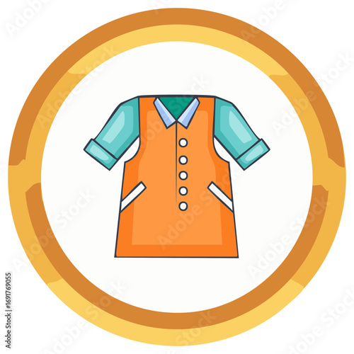 Cartoon illustration of an orange vest and short sleeve shirt uniform icon