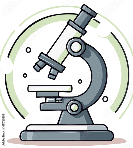Vector illustration of a medical microscope with artistic lines.