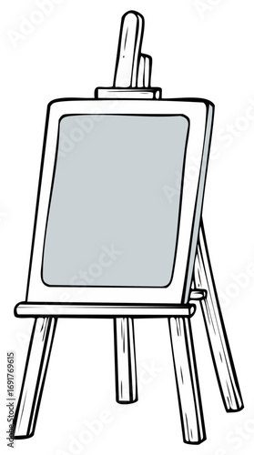 Illustration of an empty artist easel for drawing and painting