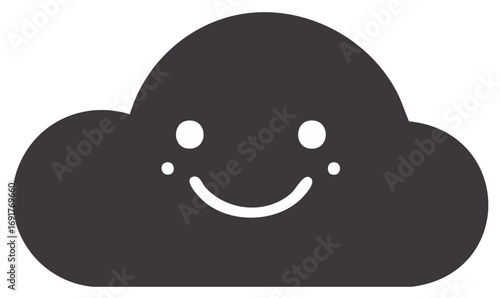 Cute kawaii cloud character with a happy smiling face simple icon illustration