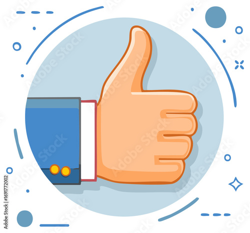Thumbs Up Hand Gesture with Suit Sleeve Illustration for Approval Success Agreement Symbol
