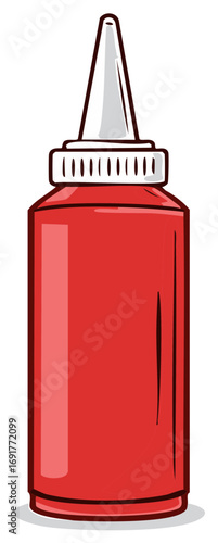 Red bottle of condiment illustration