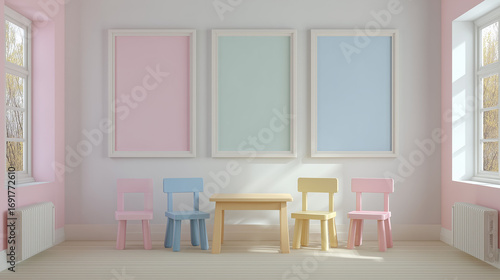 Minimal Pastel Nursery Mockup – Wall Art Frame for Kids Room