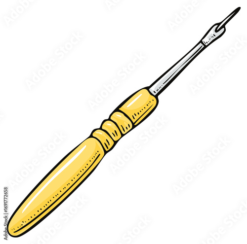 Cuticle Pusher Tool Illustration: Manicure and Nail Care Equipment in Detail