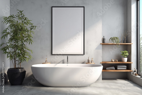 Photorealistic Bathroom Wall Mockup – Neutral Minimal Design