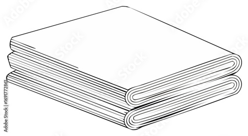 Stacked Folded Cloth or Fabric Rolls Outline Illustration