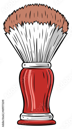 Classic Shaving Brush with Red Handle and Soft Bristles for Grooming