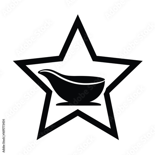 Black gravy boat inside star outline white