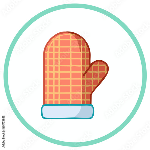 Cartoon oven mitt icon illustration for cooking and baking safety