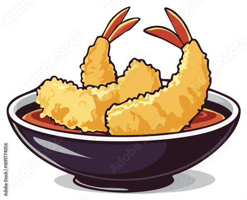 Golden Battered Shrimp Tempura in Savory Dipping Sauce