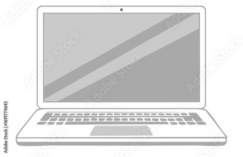 Laptop computer illustration, with keyboard, trackpad, and screen display