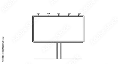 Simple Black and White Billboard Outline Illustration for Advertising