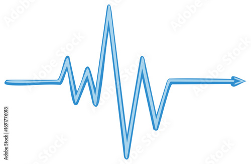 Abstract blue waveform illustration symbolizing progress with arrow end
