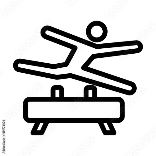 Pommel Horse Line Icon of Gymnastics Icon Set