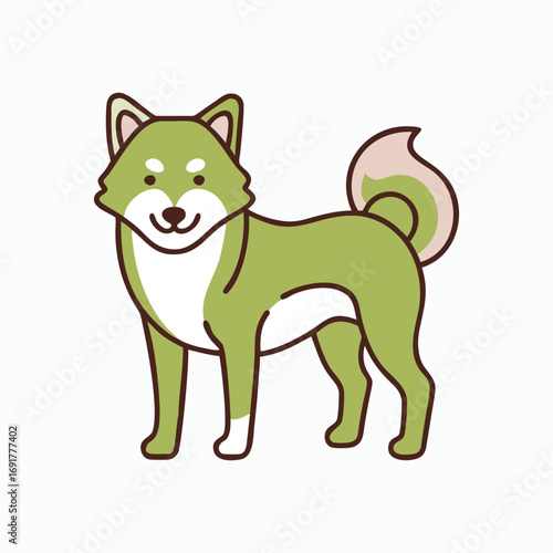 Korean Jindo Dog Loyal Intelligent Pet Animal Design Vector Illustration
