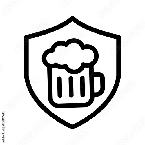 Beer Badge Line Icon of Beer and Brewing Icon Set