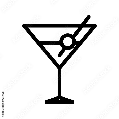 Martini Glass Line Icon of Cocktails and Mixology Icon Set