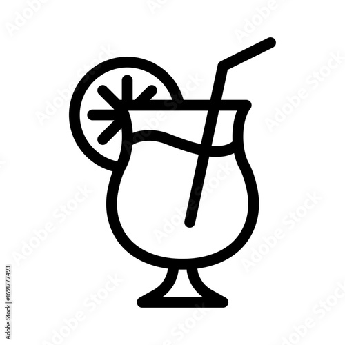 Tropical Cocktail Line Icon of Cocktails and Mixology Icon Set