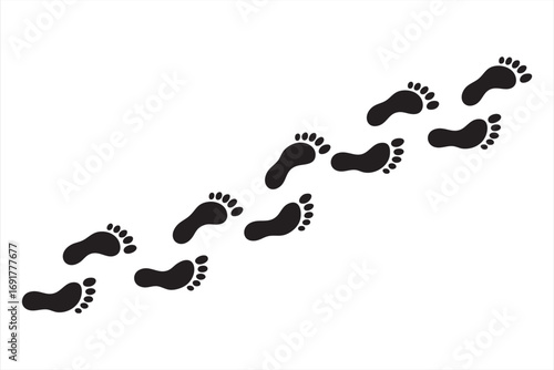 Walking trail vector set with human footprint and path graphics