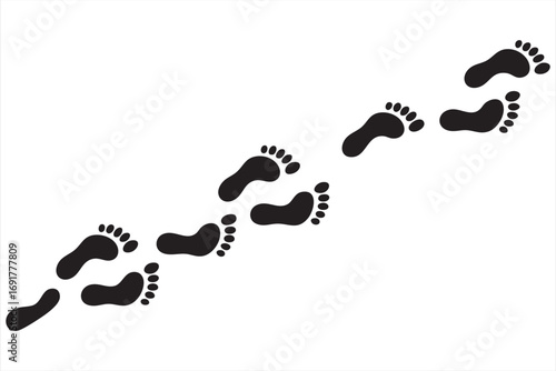 Footprint vector illustrations showing walking path and trail marks