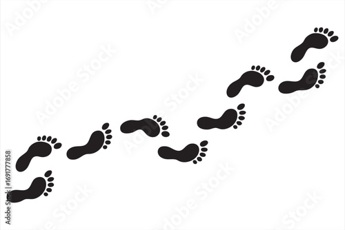 Vector human footprint icons set with walking step silhouettes