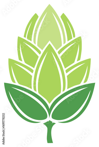 Stylized Green Hop Cone Icon Vector Graphic for Beer and Brewing